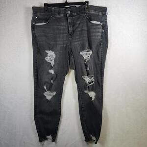 Torrid Bombshell Skinny Super Soft Distressed‎ Thrashed Jeans Black Size 24R